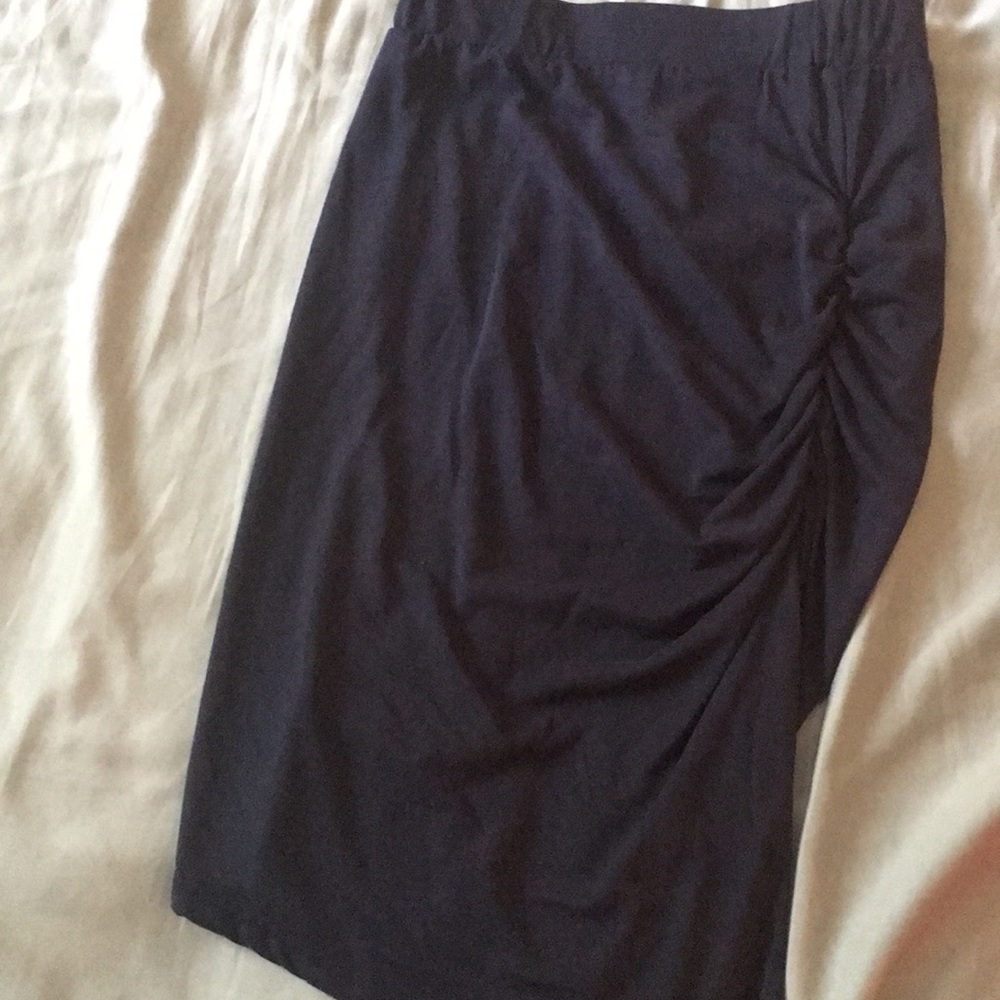 Navy blue cotton body con skirt